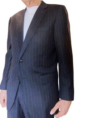 Filodoro Mens Pinstripe Super 140s Wool Suit Abito Sartoriale*Gray*42 Jacket*EUC